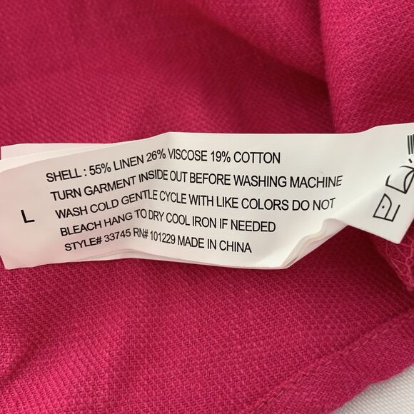 Stoosh Shirt Women L Pink Button Linen Blend Pockets Beach Twee Colorful Barbie - Picture 6 of 9